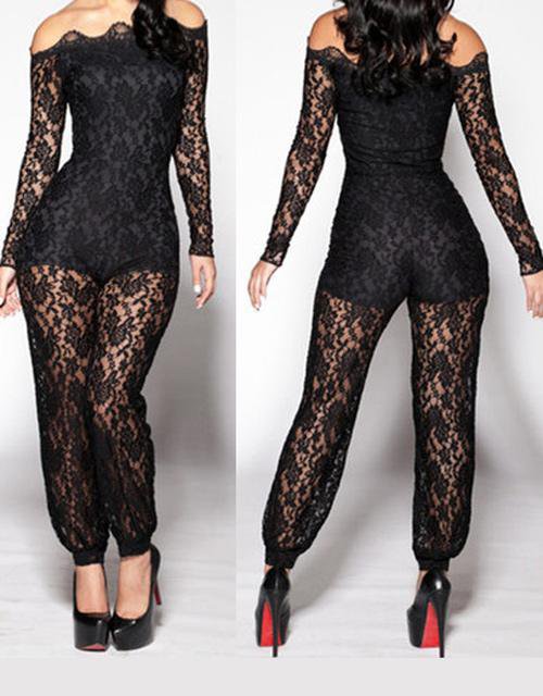 Hot Sale Summer Sexy Women Black Lace Jumpsuit W910002