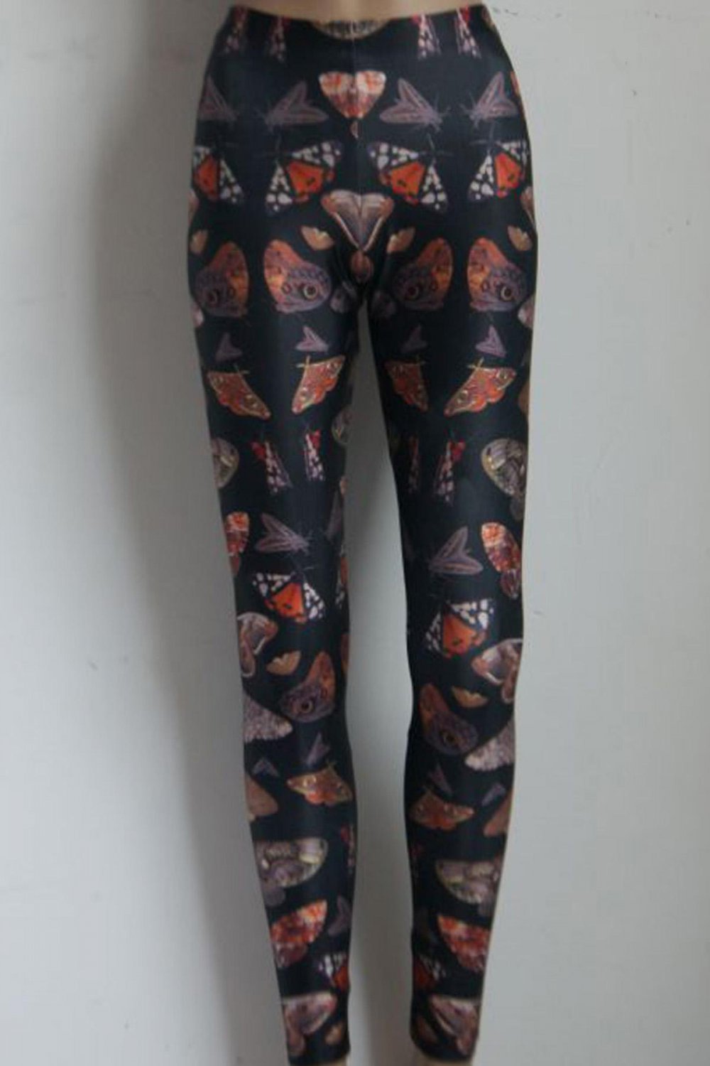 Women Mid Waist Sexy Butterfly print Leggings Ankle-Length Pants wl004