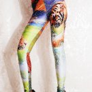 Women Mid Waist Sexy Animal Print Tiger Leggings Ankle-Length wl029