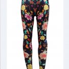 Women Mid Waist Pants Sexy Flowers Leggings Ankle-Length Print Legings