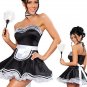 Halloween CosPlay Outfit Black Ruffle Hem Off-shoulder Fifi French Maid Fancy Dress Costume