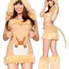 Sexy Kangaroo Costume Carnival Fancy Dress Faux Fur Animal Costume Woman Cosplay Clothing