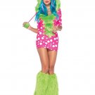 Cute Girl Fur Fancy Dress For Woman Halloween Animal Costume with pom pom ties