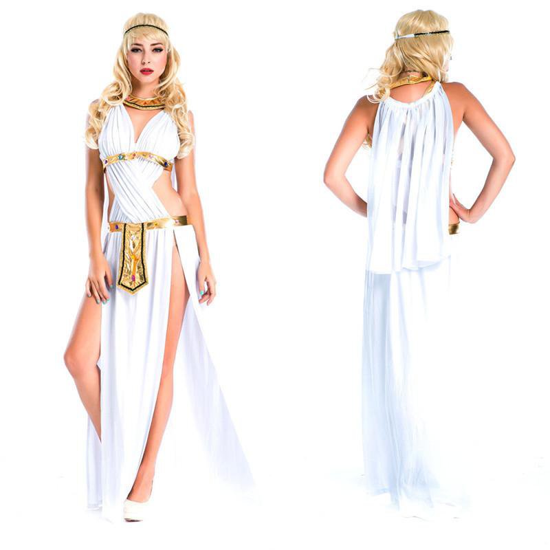 Girl Greek Goddess Queen Cosplay Costume White Egyptian Princess Fancy Dress For Halloween W8828