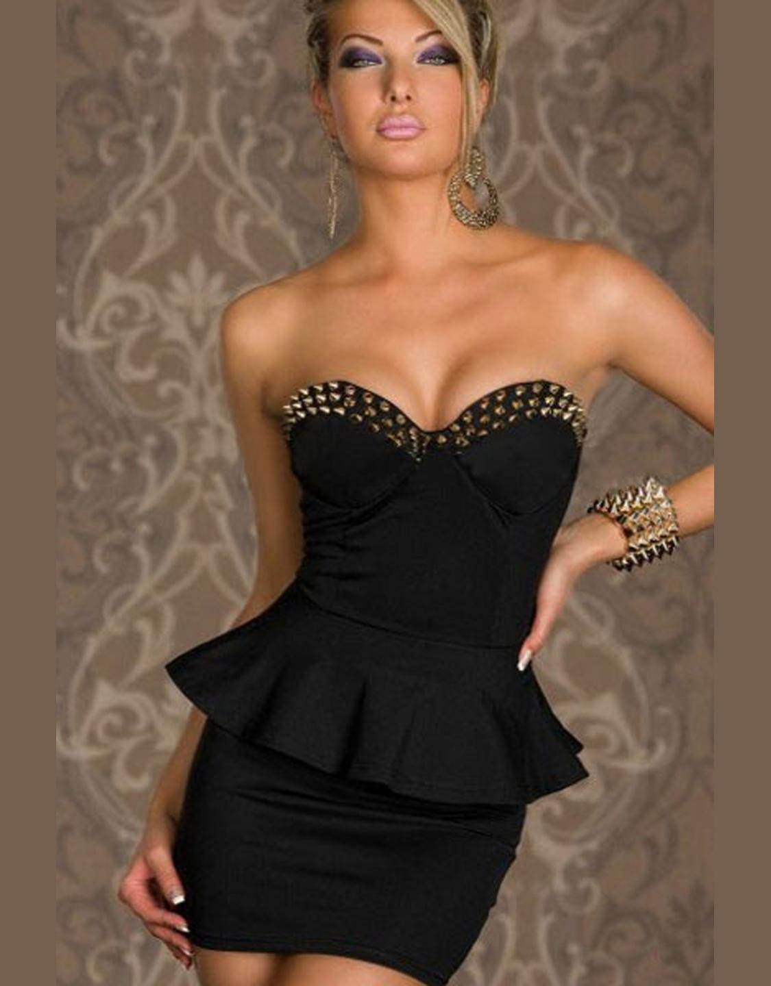 Little Black Off-shoulder Design Night Out Dress Sexy Black Peplum Mini Dress