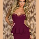 Sexy Deep Rose Peplum Mini Dress with Off-shoulder Night Out Dress