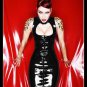 Black Vinyl Leather Body con Wet Look Turtle neck Sexy Dress W7943