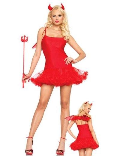 Woman Devil Halloween Costumes Sexy Cosplay Red Petticoat Fancy Dress W8136