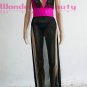 Purple Long Sheer Gown Backless Mesh Sexy Plunging Cut Out High Waist Lingerie W5517
