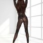 Front Zipper Sexy Fetish Jumpsuit Black Metallic Night Club Catsuit with Cutouts W7711C