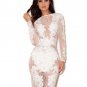 Where to buy Long Sleeve Mesh Sexy Party Dress Fashion White Lace Dresses