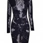 Fashion Lace Stretch Long Sleeve Dress Plus Size XL Size Black Party Clubwear