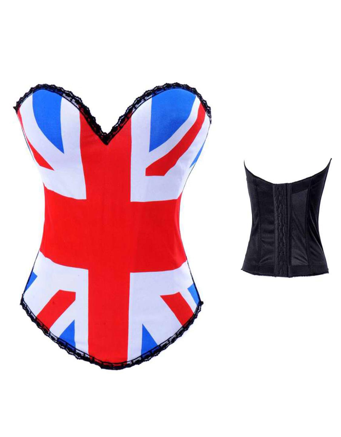 Gothic Burlesque Basque Corset Halloween Costume UK flag corset W161873