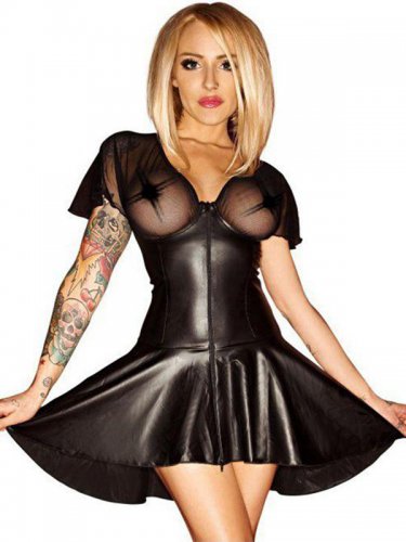 black sexy leather dress