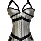 Hot Sale Silver Color XL Size Halter Woman Overbust Sexy Corset W31003