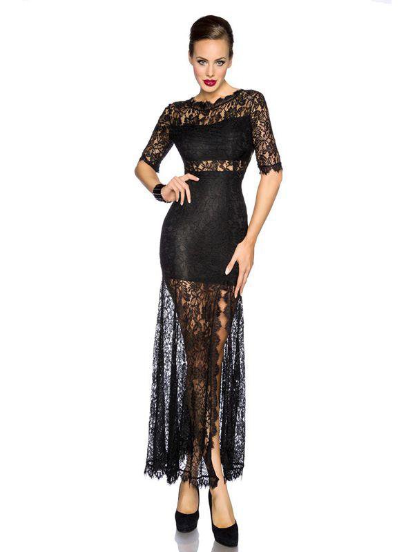 High Quality Double Layer Lace Fashion Dresses Black Sexy Evening Dress