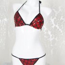 Faux Leather Scales Valentine Day Bra and Panty Lingerie Set W201322D