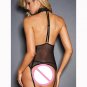 Sexy Black Front Zipper Fishnet Teddies Lingerie W861225