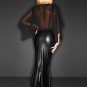Where to buy Black Long Wet look Evening Dress With Cape Night Club Dress