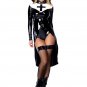 Halloween cosplay Black Women sexy nun costume Vinyl Leather Cosplay Halloween Costume W850640