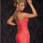 Pink Elegant Mini Sexy Party Dress Strapless Bowknot Ribbon Night Club Wear