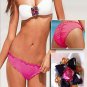 S Size Rose Color Briefs Diamante Bikini Without Shoulder Strap W391283A