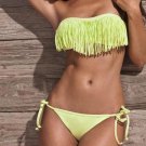 New Hot Fashion Bandeau M Size Light Green Swimwear With Fringe Design W9399A