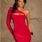 Sexy Red Color M Size Club Wear One Shoulder Hot Fashion Bodycon Women Dress