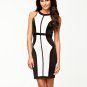 Sexy Sleeveless Black White Parchwork Mini Dress Skinny Fashion Bodycon Dress
