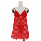 Floral Lace Red Valentine Day Babydoll Sexy Lingerie With Strap Ties Accents W384101G