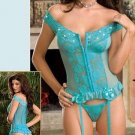 Blue Hot Fashion One Size G-String Off The Shoulder Lace Lingerie For Women W5430