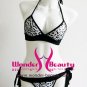 Designer Leopard Print Tri-cup G-string Bikini Lingerie With Back Ties W201299