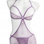 Sexy Semi-cup Cut Out Sides Purple Color One Size New Lingerie With Back Ties W205340A
