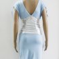 Fashion New Blue Silver Color Satin V-neckline Sexy Dresses