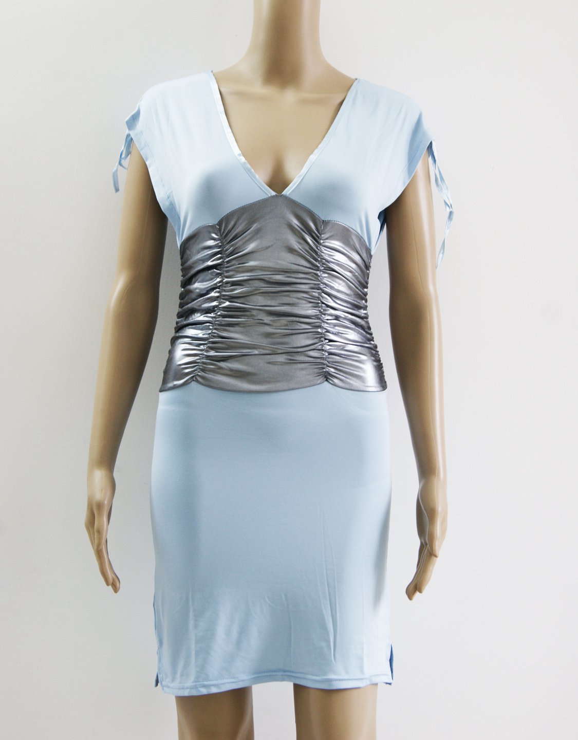 Sexy Light Blue Mini Dresses Fashion Women Summer Day Dress