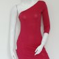 One Shoulder Mini Dress Sleeve Sides Keyhole Cut Out Fashion Women Rose Red Club Dress