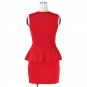 Red Fashion Rivet Sexy Dresses Off Shoulder Peplum Dress With Mesh Tops