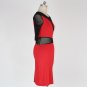 Mesh Sleeves Mini Dresses Red Sexy Scoop Neckline Women Dress