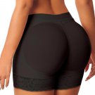 Black Butt Lifter Shorts With Floral Lace Trim Woman Trunk
