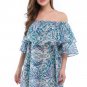 Fashion Off-shoulder Casual Dresses Blue Double Layer Ruffle Summer Beach Dress
