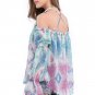 2020 Drape Design Fashion Tops S-XL Size Blue Off The Shoulder Beach Dress
