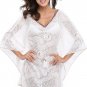 2020 V-Neck White Cover UPS S-XL Size Drape Sleeves Fashion Floral Lace Print Beach Dress
