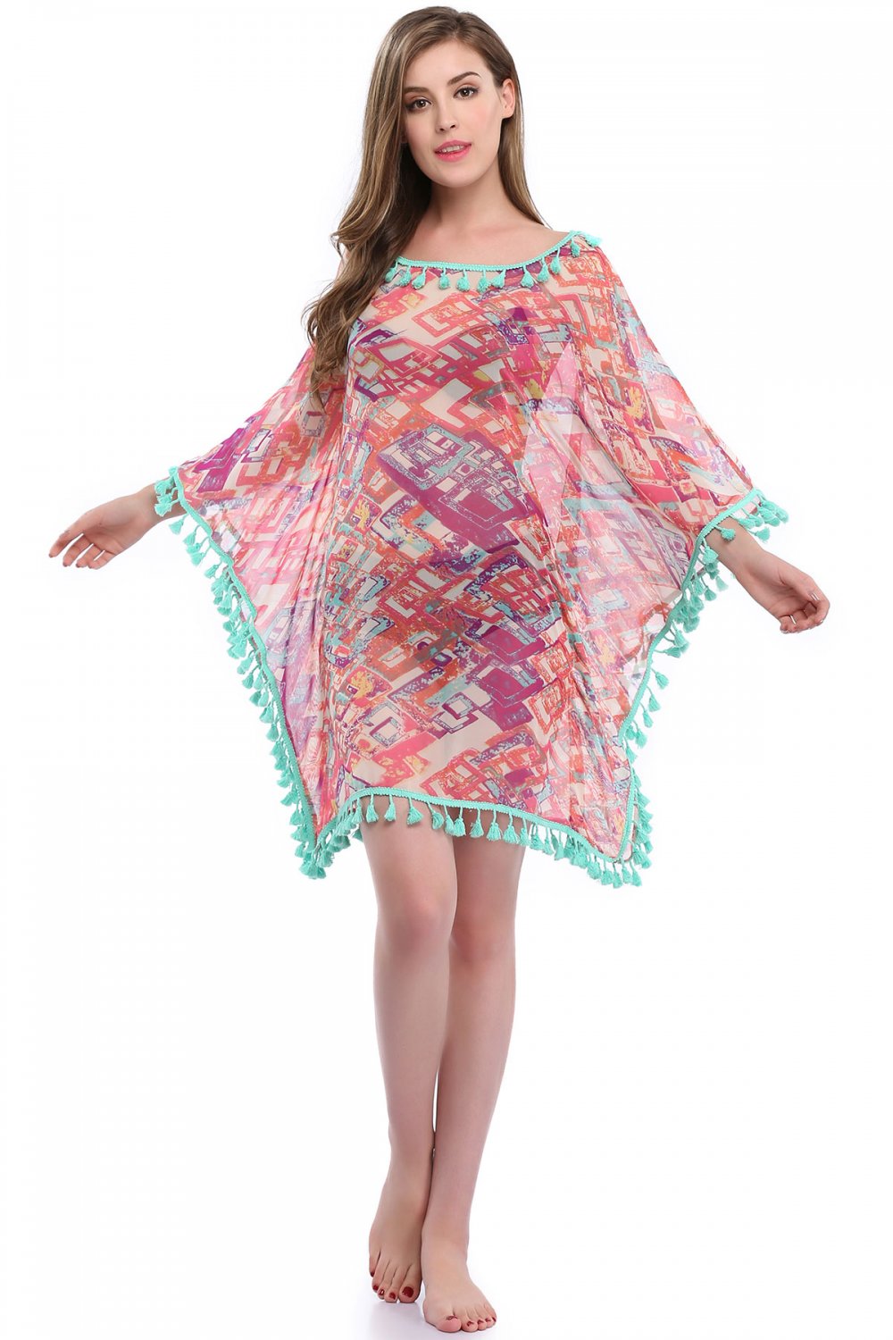 2020 Drape Sleeves Summer Casual Dresses Scoop Neck Fashion Beach Dress