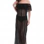 Fashion Sheer Lace Beach Dresses Side Slit Black Off Shoulder Women Maxi Dress