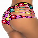 S-XL Size Fashion Keyhole Cut Out Lip Print Hot Sexy Swimming Trunks W3538C