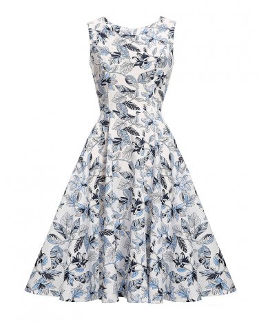 Women Retro Dresses With Patterns Female Summer Vintage Midi Dress
