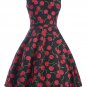 2020 Summer Floral Printed Vintage Dresses Women Gentler Retro Dress With Red Cherry Patterns
