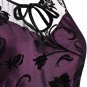 Women Purple Cocktail Dresses Lace Hemline Noble V-Neck Retro Clothing
