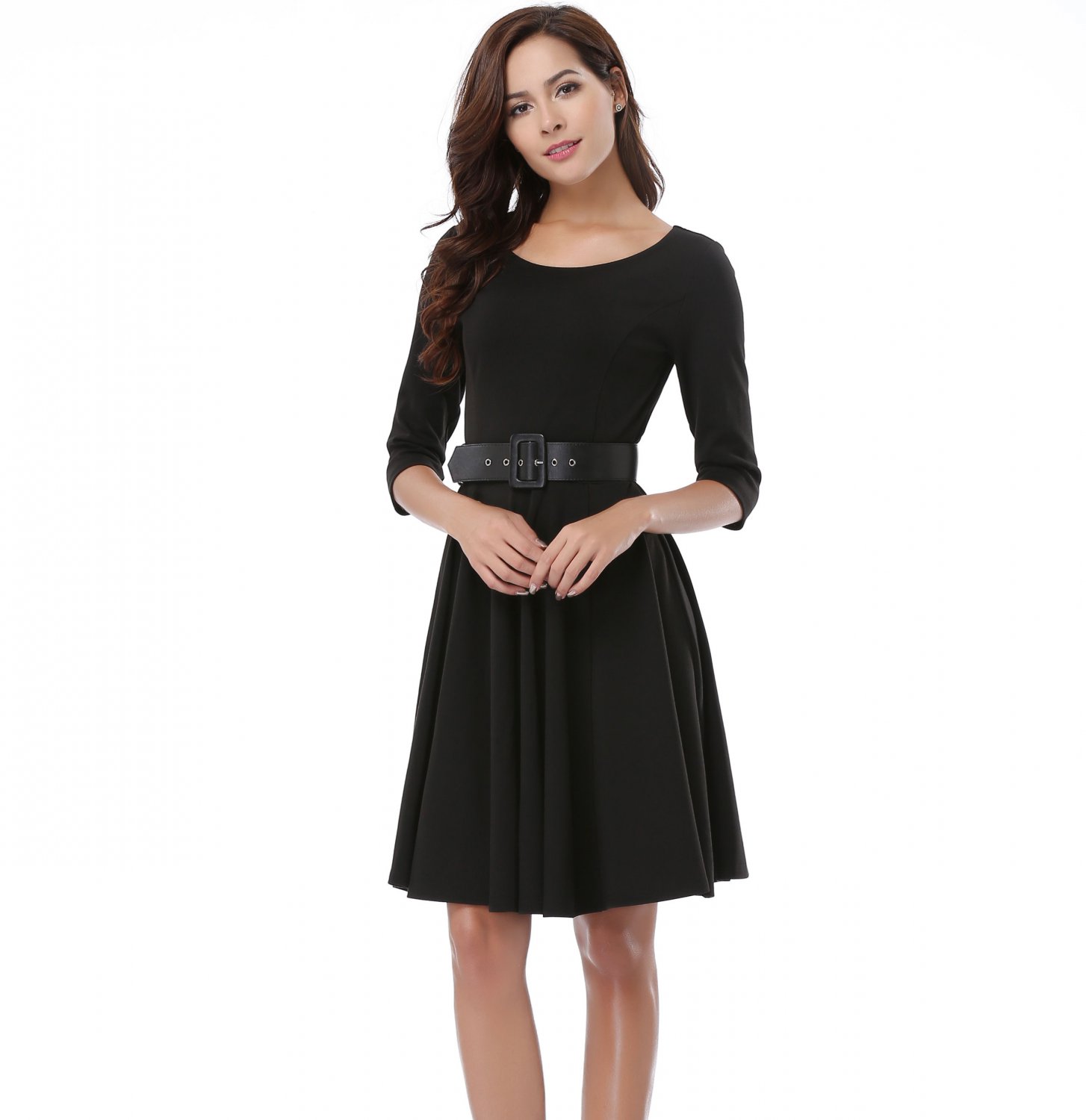 Black Dress Women with grace And Waist With A Girdle S-XXXXL Size W3517915C
