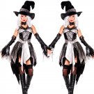 Black Halloween Cosplay Glam Witch Costume with Hat W542888